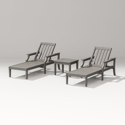POLYWOOD Estate 3-Piece Chaise Lounge Set in Driftwood