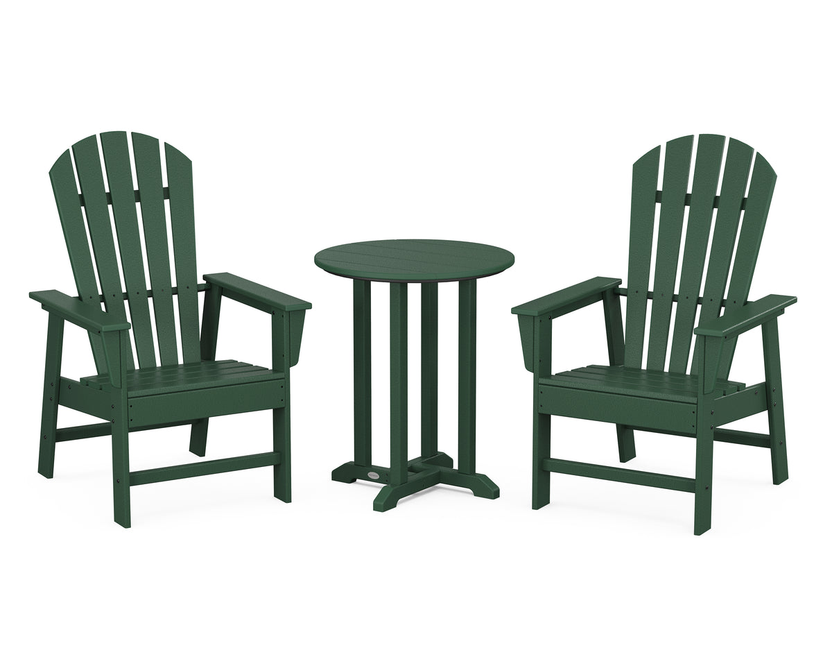 POLYWOOD South Beach 3-Piece Round Farmhouse Bistro Dining Set in Green