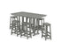 POLYWOOD Modern Studio Bar Stool 7-Piece Set in Slate Grey