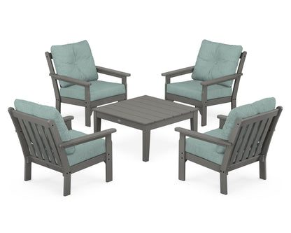 POLYWOOD Vineyard 5-Piece Deep Seating Conversation Set in Slate Grey / Glacier Spa