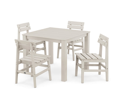 POLYWOOD Modern Studio Plaza Chair 5-Piece Parsons Dining Set in Sand
