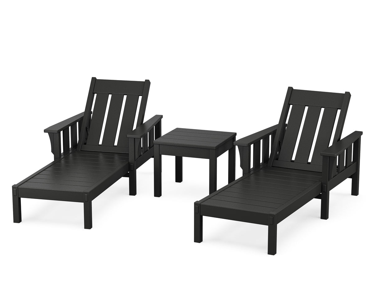 POLYWOOD Acadia 3-Piece Chaise Set in Black