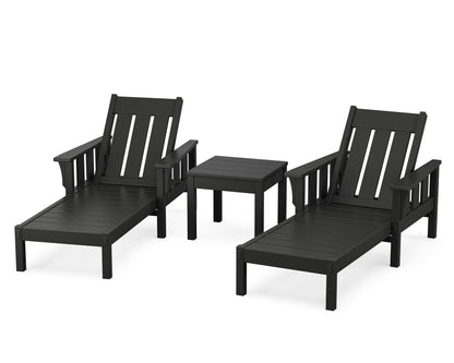 POLYWOOD Acadia 3-Piece Chaise Set in Black