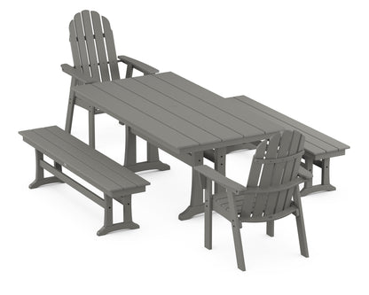 POLYWOOD Vineyard Adirondack 5-Piece Farmhouse Dining Set with Trestle Legs - 37" x 72" Table in Slate Grey