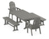 POLYWOOD Vineyard Adirondack 5-Piece Farmhouse Dining Set with Trestle Legs - 37" x 72" Table in Slate Grey