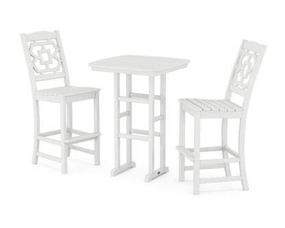 POLYWOOD Chinoiserie 3-Piece Bar Set in White