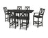 POLYWOOD Braxton 7-Piece Farmhouse Trestle Bar Set in Black