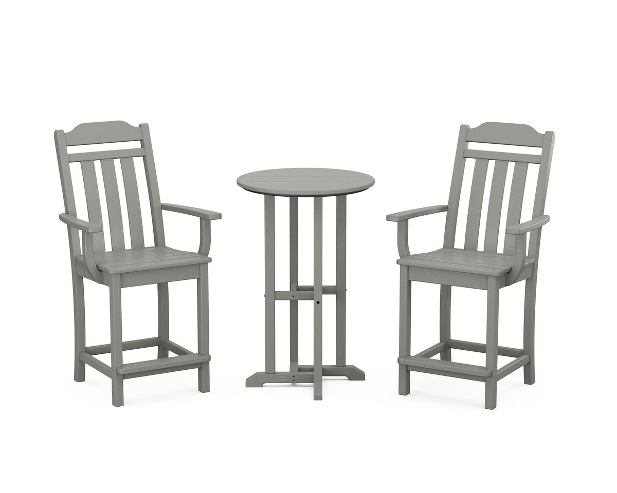 POLYWOOD Country Living Cottage 3-Piece Farmhouse Bistro Counter Set in Slate Grey