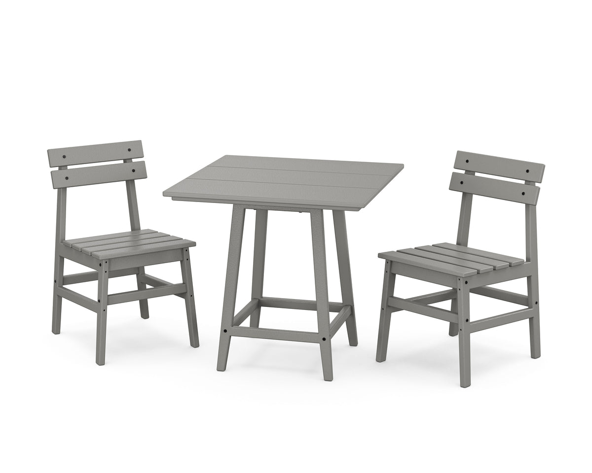 POLYWOOD Modern Studio Plaza Chair 3-Piece Bistro Dining Set in Slate Grey