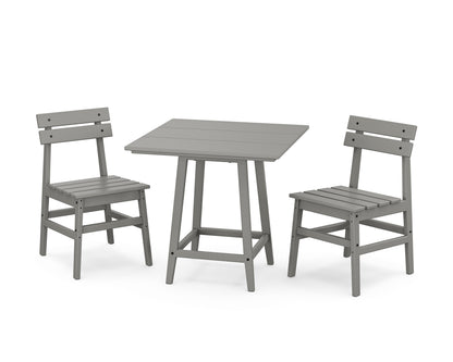 POLYWOOD Modern Studio Plaza Chair 3-Piece Bistro Dining Set in Slate Grey