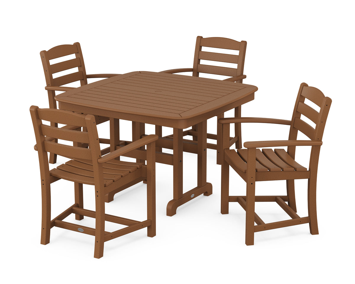 POLYWOOD La Casa Café 5-Piece Dining Set with Trestle Legs - 44" Table in Teak