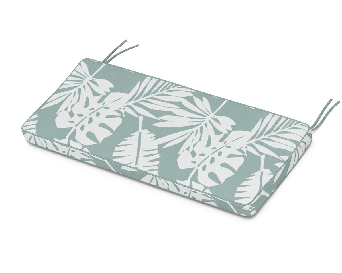 POLYWOOD Chinoiserie 48" Bench Seat Cushion in Leaf Glacier Spa