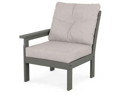 POLYWOOD Vineyard Modular Left Arm Chair in Slate Grey / Dune Burlap