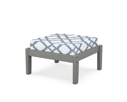 POLYWOOD Deep Seating Ottoman in Slate Grey / Trellis Sky Blue