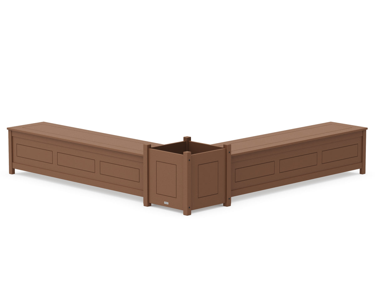 POLYWOOD 72" Country Living L-Shaped Planter Storage Bench Set - Large in Teak
