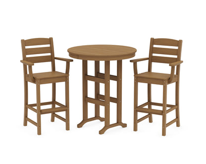 POLYWOOD Lakeside 3-Piece Round Bar Arm Chair Set in Natural