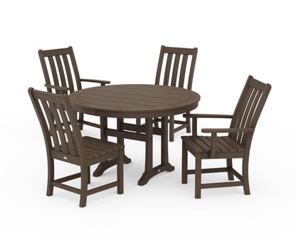 POLYWOOD Vineyard 5-Piece Nautical Trestle Dining Set in Kona