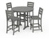 POLYWOOD Lakeside 5-Piece Round Farmhouse Side Chair Bar Set in Slate Grey