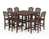 POLYWOOD Savannah Side Chair 9-Piece Square Bar Set with Trestle Legs in Mahogany