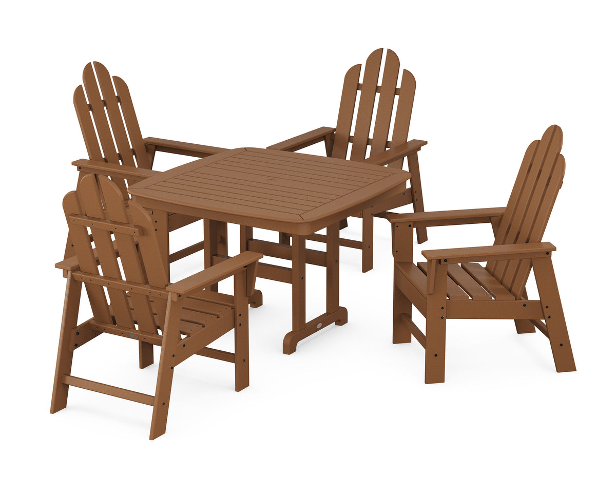 POLYWOOD Long Island 5-Piece Dining Set with Trestle Legs - 44" Table in Teak