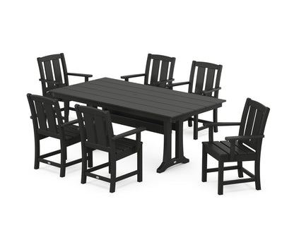 POLYWOOD Mission Arm Chair 7-Piece Farmhouse Dining Set with Trestle Legs in Black