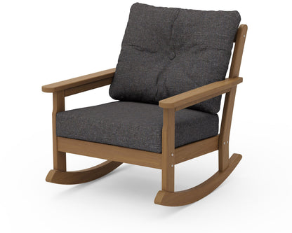 POLYWOOD Vineyard Deep Seating Rocking Chair in Natural / Ash Charcoal