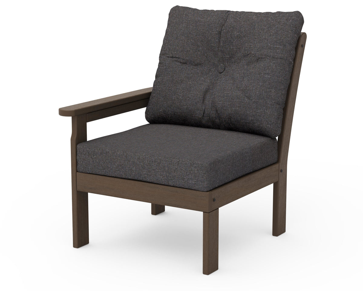 POLYWOOD Vineyard Modular Left Arm Chair in Kona / Ash Charcoal