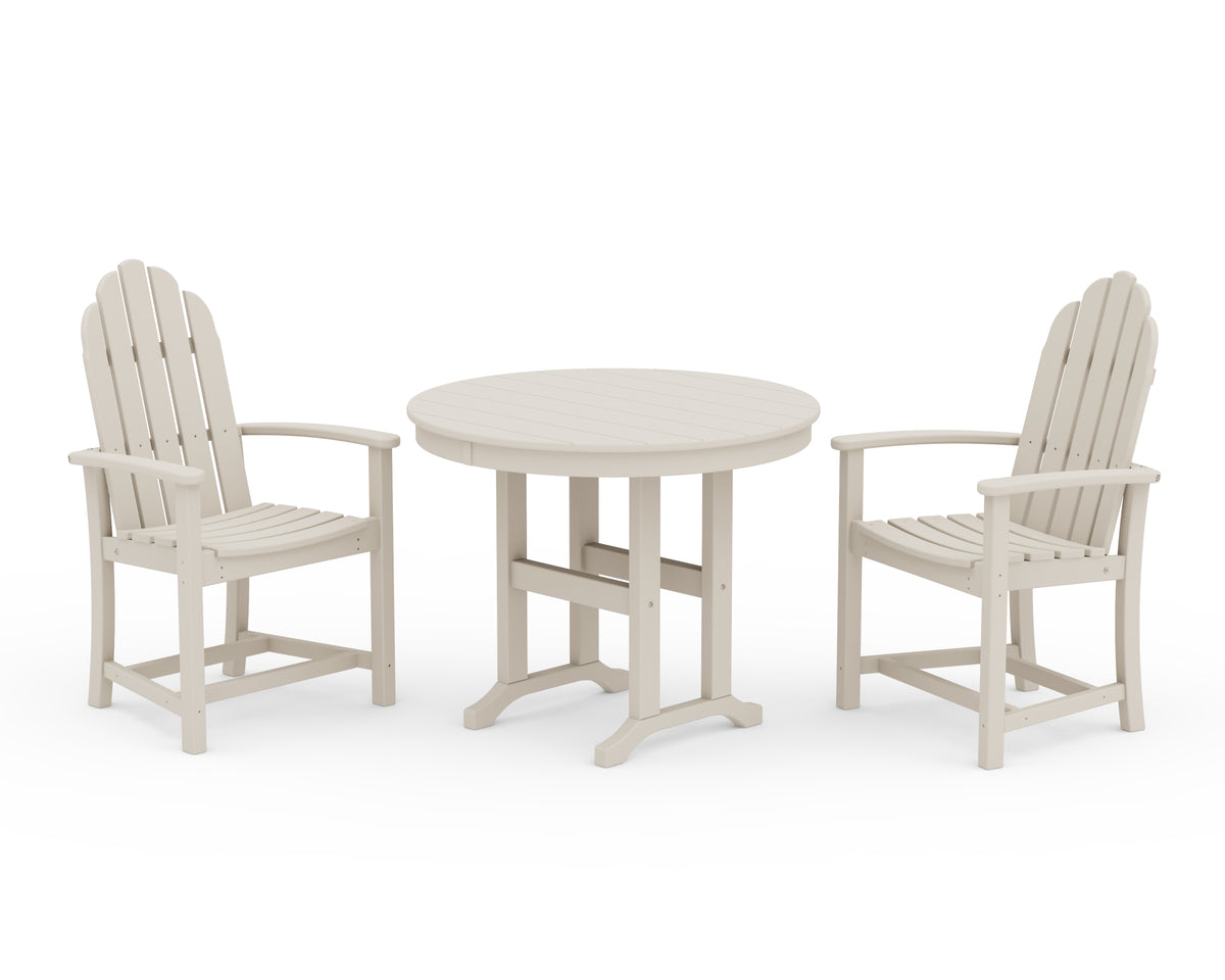 POLYWOOD Classic Adirondack 3-Piece Round Dining Set in Sand