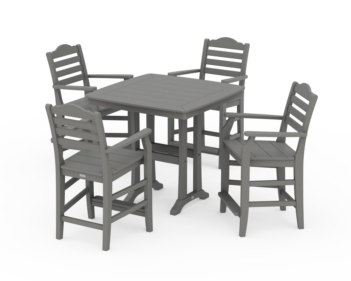 POLYWOOD Savannah 5-Piece Counter Set with Trestle Legs in Slate Grey