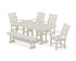 POLYWOOD Country Living Wovendale 6-Piece Farmhouse Dining Set with Bench with Farmhouse 37" x 72" Dining Table in Sand