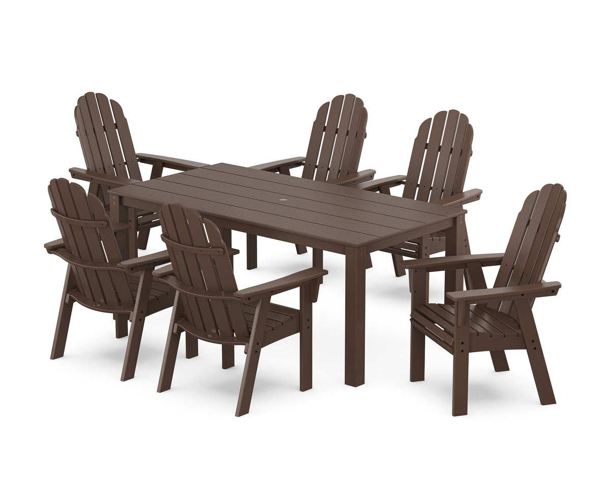 POLYWOOD Vineyard Curveback Adirondack 7-Piece Parsons Dining Set in Mahogany