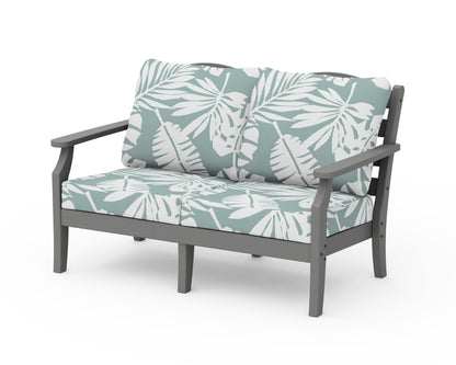 POLYWOOD Savannah Deep Seating Loveseat in Slate Grey / Leaf Glacier Spa
