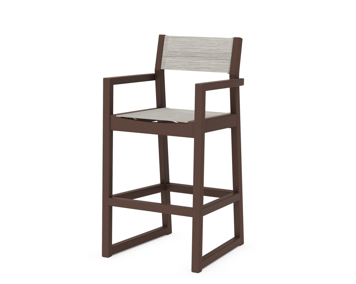 POLYWOOD EDGE Sling Bar Arm Chair in Mahogany / Birch