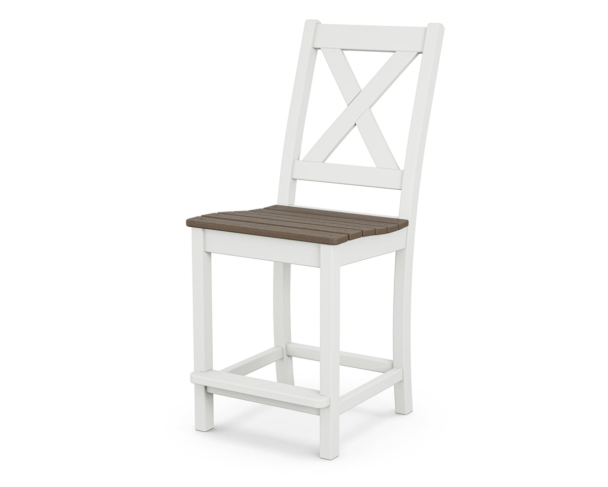 POLYWOOD Braxton Counter Side Chair in White / Kona