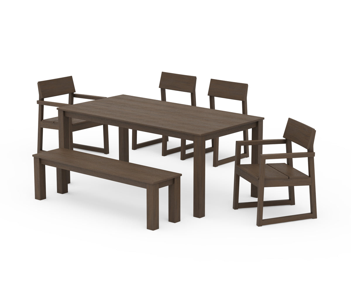 POLYWOOD EDGE 6-Piece Parsons Dining Set with Bench in Kona