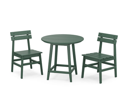 POLYWOOD Modern Studio Plaza Chair 3-Piece Round Bistro Dining Set in Green