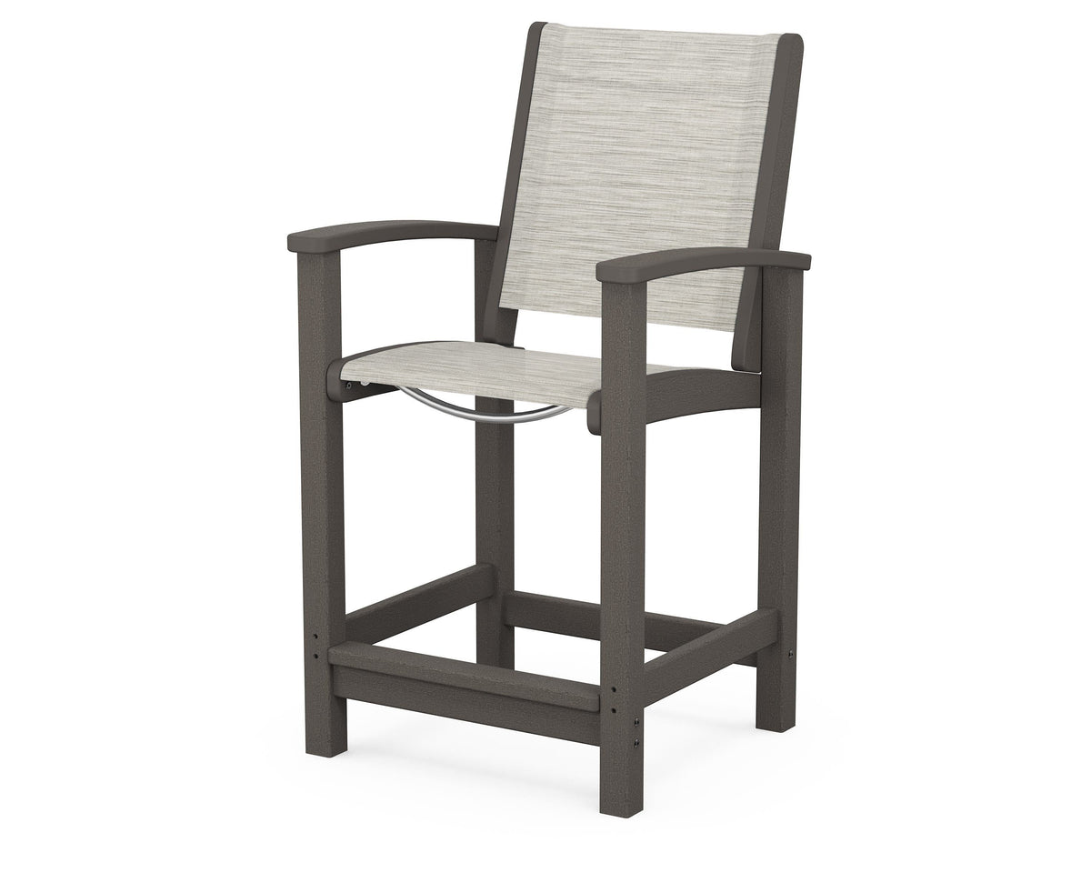 POLYWOOD Coastal Counter Chair in Vintage Coffee / Birch