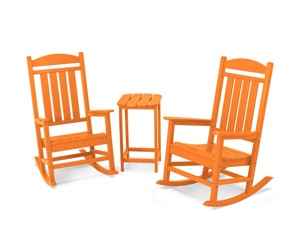 POLYWOOD Presidential Rocker 3-Piece Set in Tangerine