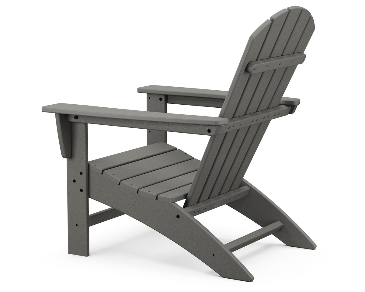 Angled view of the POLYWOOD Nautical Adirondack Chair in Slate Grey