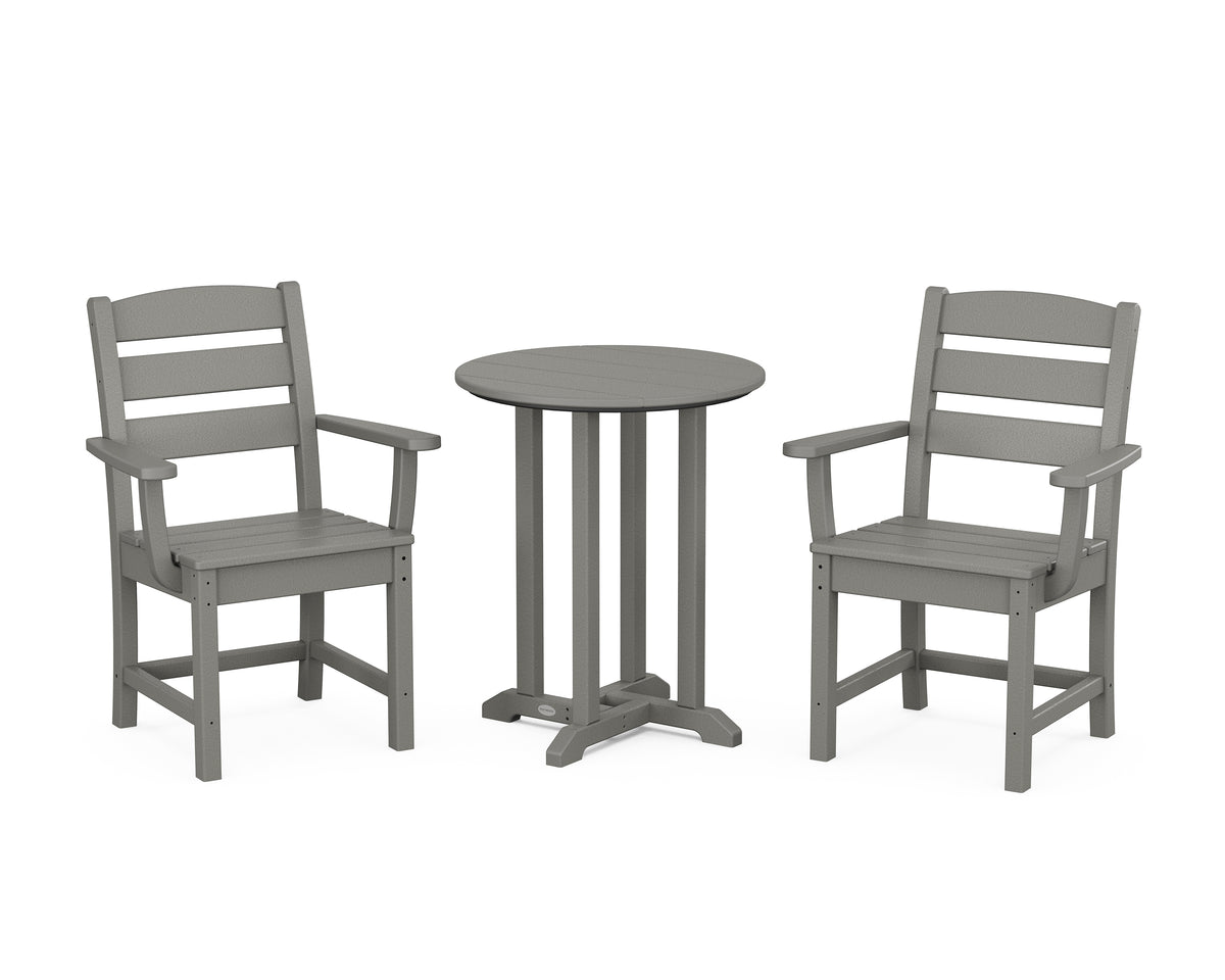 POLYWOOD Lakeside 3-Piece Round Bistro Dining Set in Slate Grey