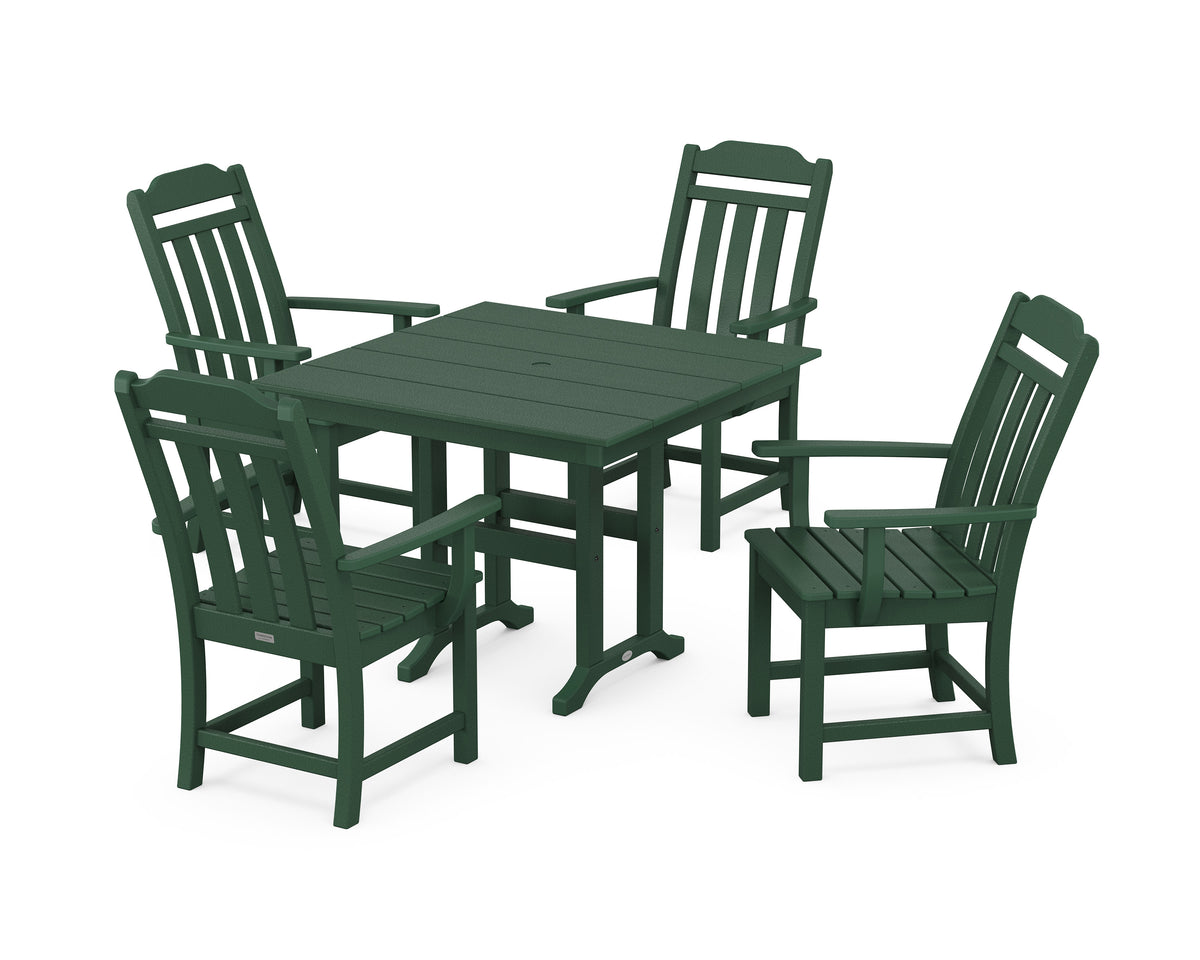 POLYWOOD Cottage 5-Piece Farmhouse Dining Set in Green