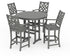 POLYWOOD Country Living Wovendale 5-Piece Round Farmhouse Bar Set in Slate Grey
