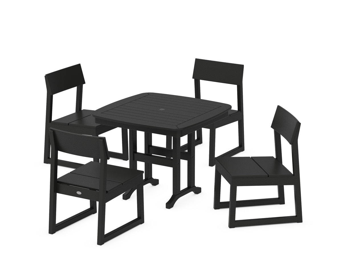 POLYWOOD EDGE Side Chair 5-Piece Dining Set in Black