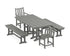 POLYWOOD Traditional Garden 5-Piece Farmhouse Dining Set with Benches in Slate Grey