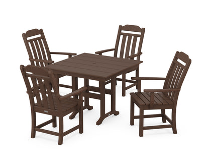 POLYWOOD Cottage 5-Piece Farmhouse Dining Set in Mahogany