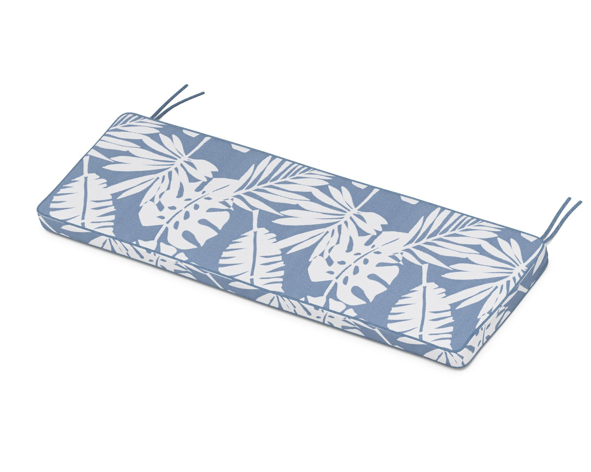 POLYWOOD Chinoiserie 60" Bench Seat Cushion in Leaf Sky Blue