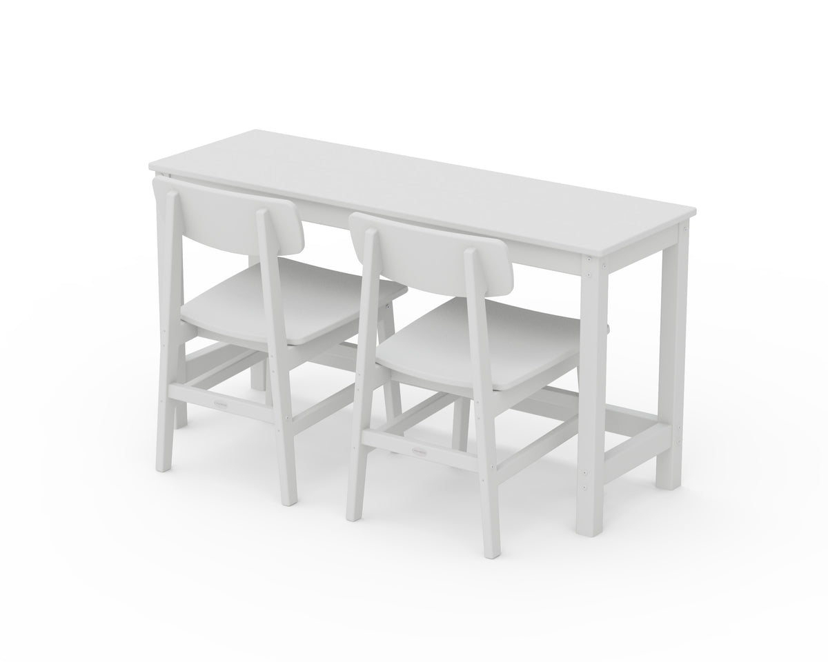 POLYWOOD Modern Studio Urban Chair 3-Piece Balcony Set in White