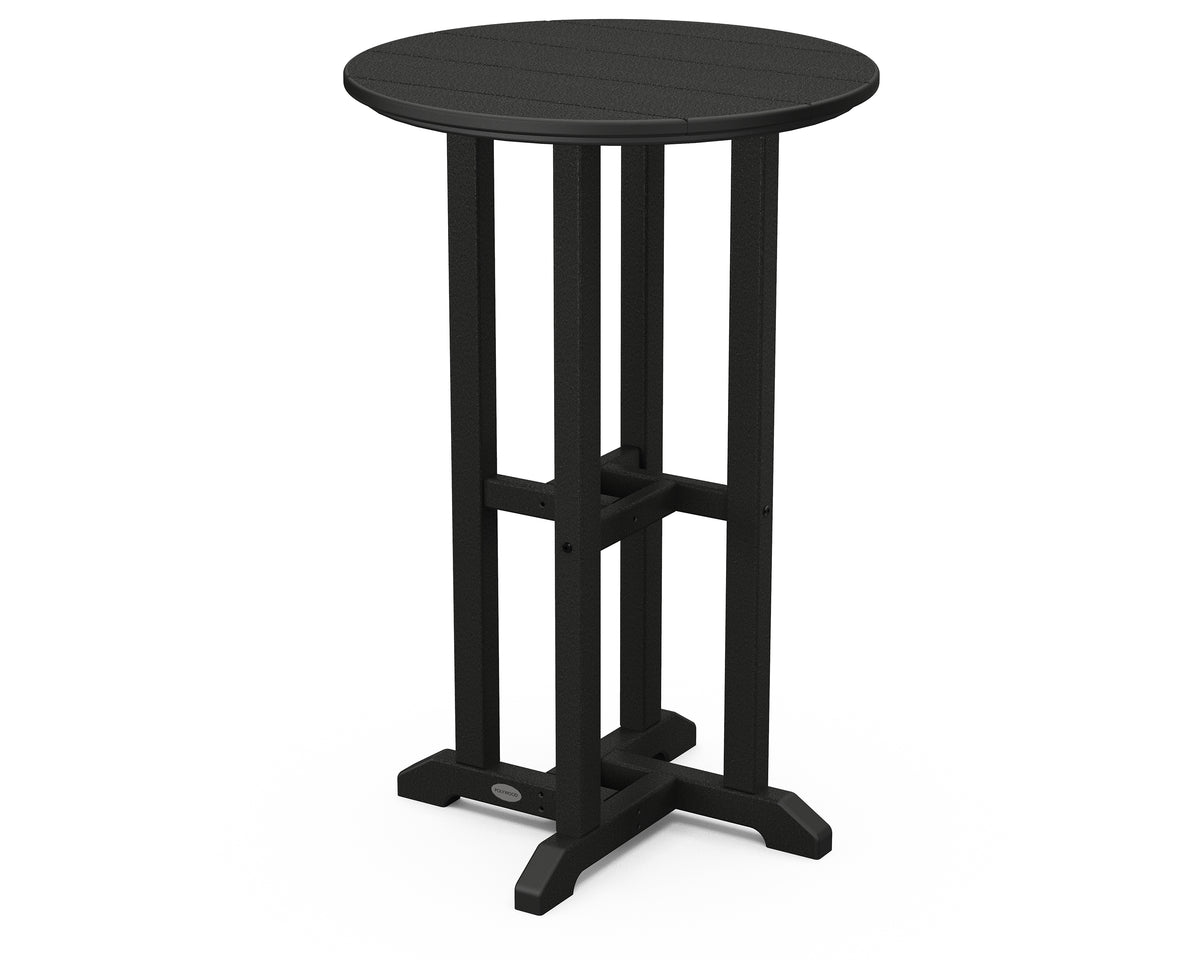 POLYWOOD 24" Round Farmhouse Counter Bistro Table in Black