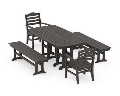 POLYWOOD Savannah 5-Piece Dining Set with Benches in Vintage Coffee