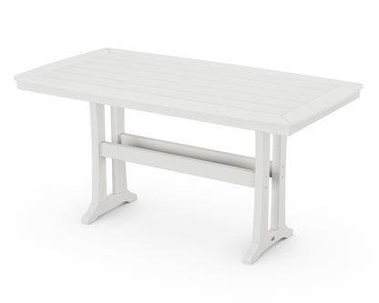 POLYWOOD Nautical Trestle 38" x 73" Counter Table in Vintage White